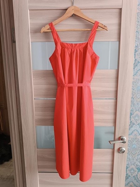 Women French Connection Dress Orange Cotton 36