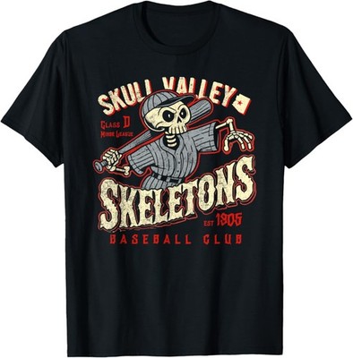 NEW LIMITED Halloween Skull Valley Skeletons Minor League Baseball T-Shirt