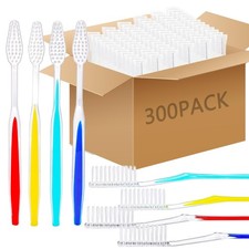 300 Pcs Disposable Toothbrushes Bulk Individually Wrapped Soft Bristle Toothb...