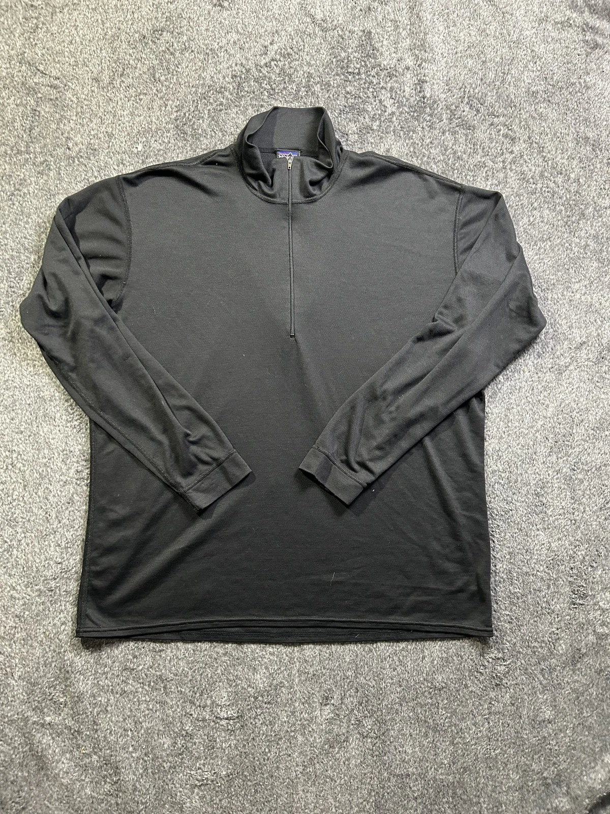 Patagonia Capilene Pullover Mens Large Black Half Zip Base Layer Shirt Made USA