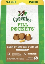 GREENIES Pill Pockets Natural Dog Treats Peanut Butter Flavor Capsule