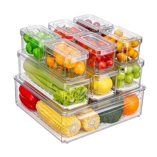 10 Pack Refrigerator Organizers and Storage, Stackable Fridge Organizer Bins