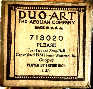 DUO ART Cooper PLEASE Fredie Rich 713020 Reproducing Player Piano Roll