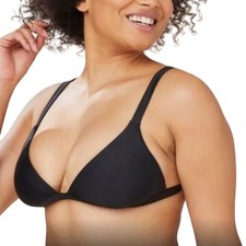 ANDIE Swim Top Women Sz S Black Caico Triangle Feminine Retro Resort Cottage NWT