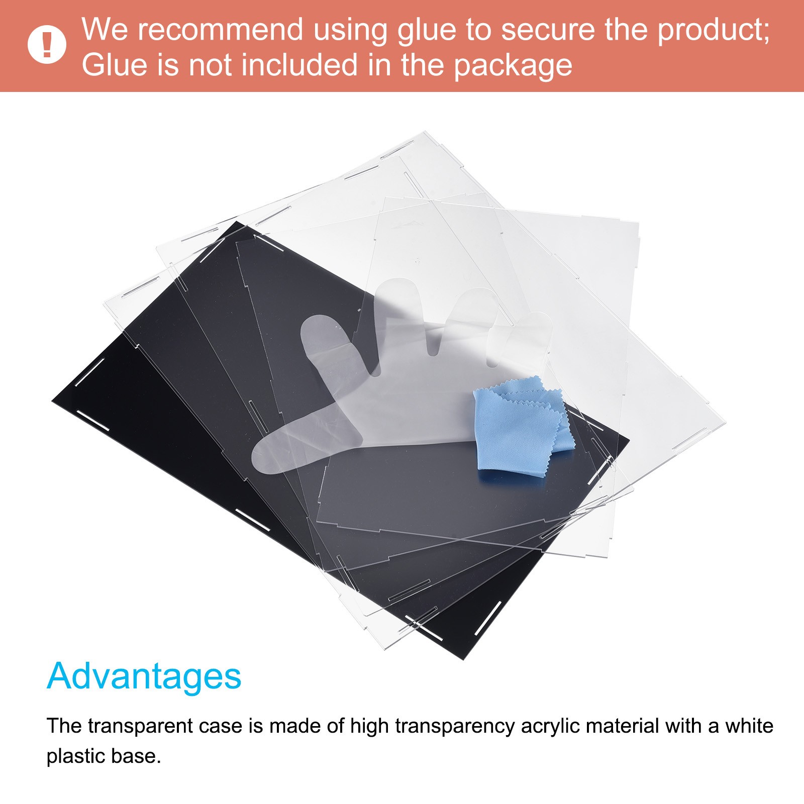 Acrylic Display Case Plastic Box Cube Storage Box Clear 41x21x35.5cm