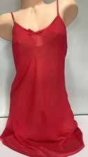 VTG Size Medium Red Sheer w/Bows Lingerie Nighty by Dentelle