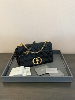 Christian Dior Caro Medium Bag   Black Cannage Leather with Gold Hardware