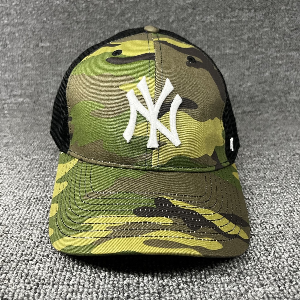 '47 Brand New York Yankees Camo Trucker Snapback Hat Black Mesh