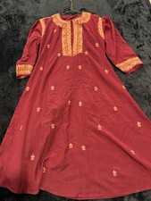 Embroidered Maroon Women's Kurta Gold Detailing Traditional Style Tunic