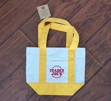 Trader Joe's Mini Canvas Tote Bag Yellow NWT 2025