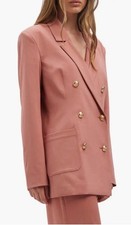 Bardot Devita Double Breasted Fully Lined Blazer In Dusty Rose M