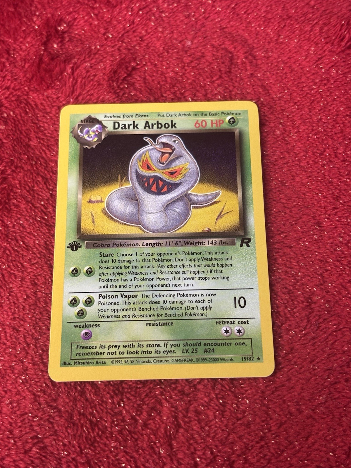 1st Edition Dark Arbok 19/82 Team Rocket Non Holo Pokémon Card nm-