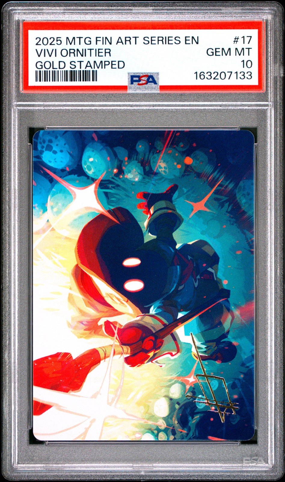 2025 MTG FINAL FANTASY ART SERIES GOLD STAMPED #17 VIVI ORNITIER PSA 10