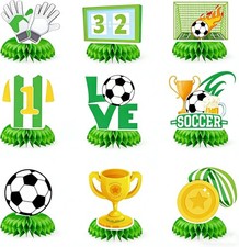 9 Stück Fußball Tischdekorationen Set, Honigwaben Dekorationen, Fußball Party