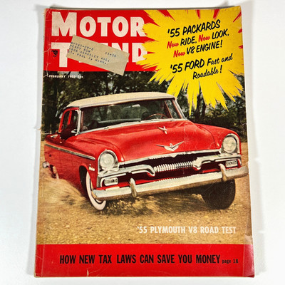 Vintage Motor Trend Magazine February 1955 55 Plymouth V8 Road Test Issue