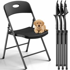 Folding Chairs 4 Pack 350 lbs Capacity Heavy Duty Portable Black Foldable MAKE