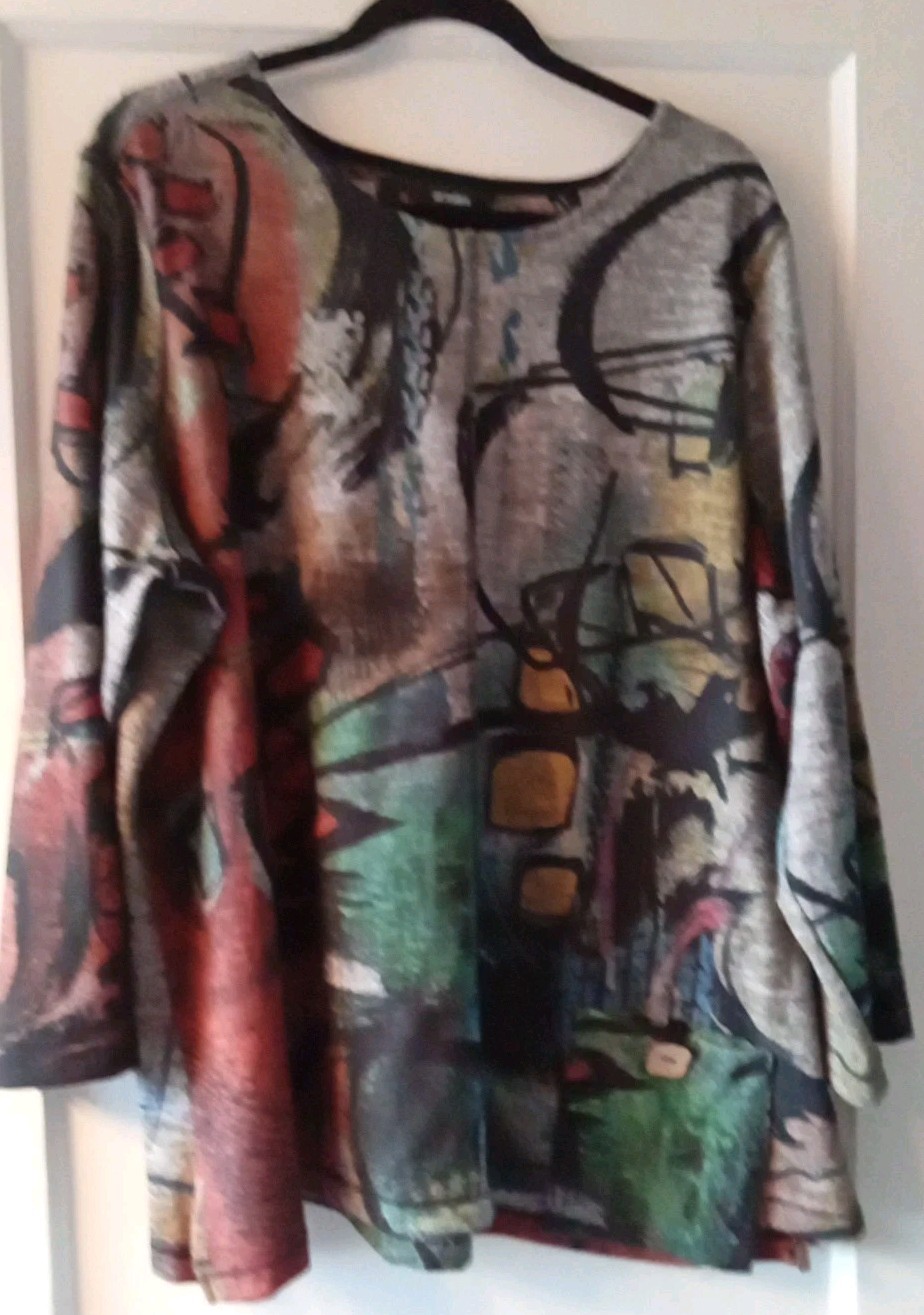 Ali Miles Multi Colored Pullover Geometric Print … - image 5