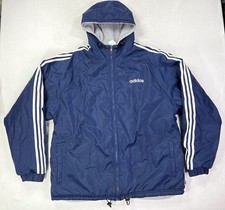 Vtg ADIDAS Reversible Jacket Bomber Fleece Lined Mens Large Y2K 00s Windbreaker