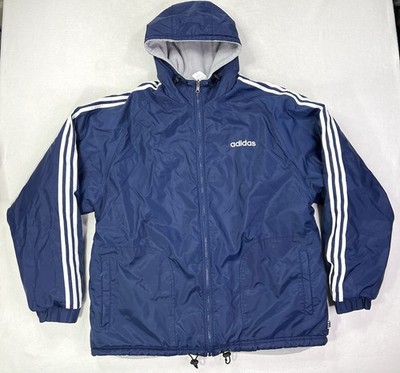 Vtg ADIDAS Reversible Jacket Bomber Fleece Lined Mens Large Y2K