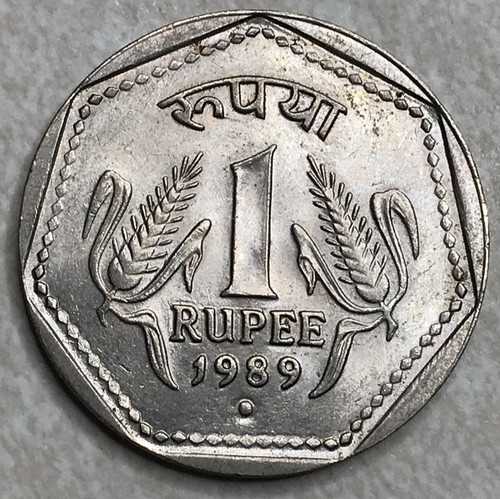 1989 B India 1 Rupee Republic Foreign Coin F5