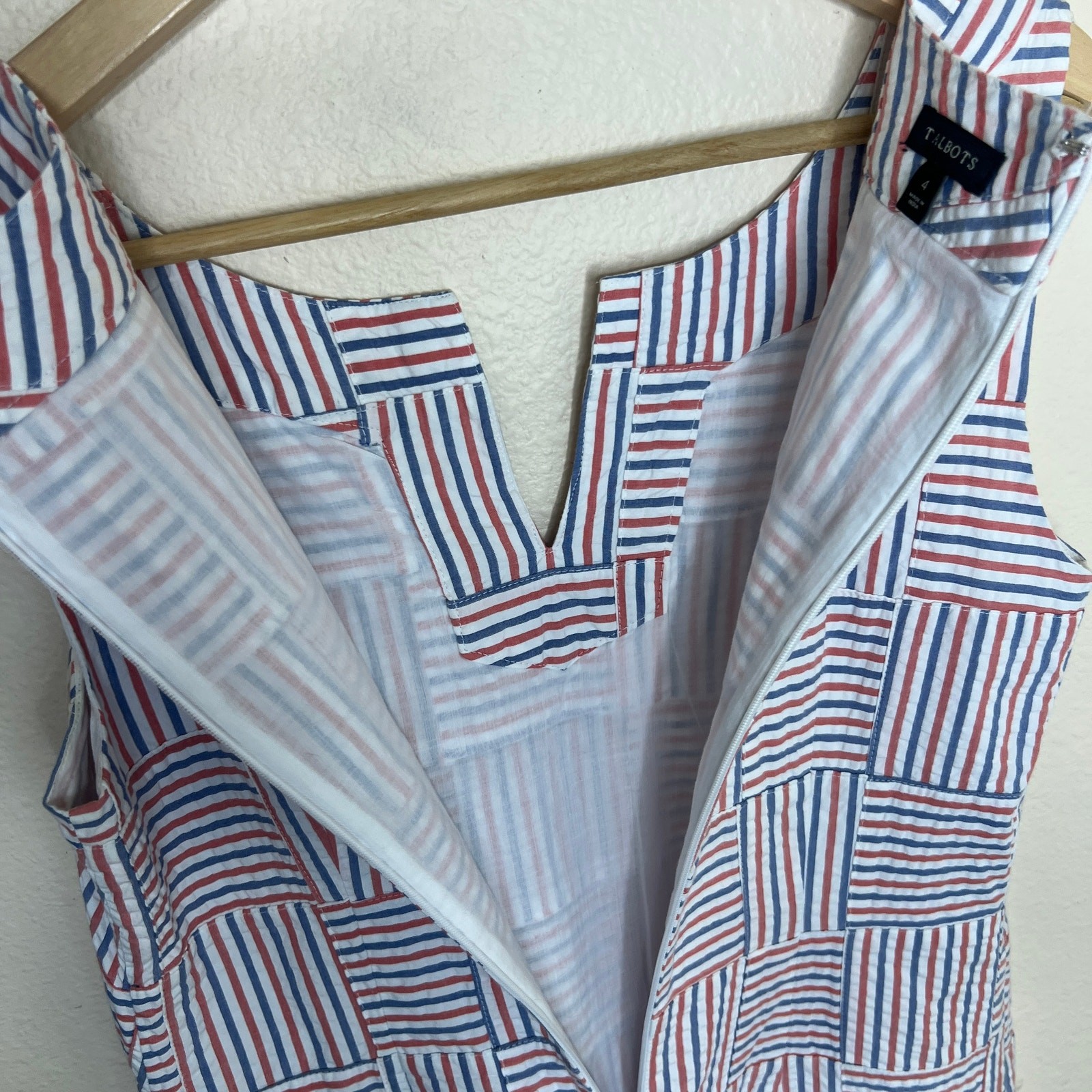 Talbots Red Blue Seersucker Patchwork Sleeveless … - image 9