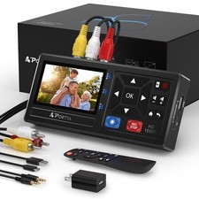 Portta VHS to Digital Converter, HDMI Converter with Screen, Black