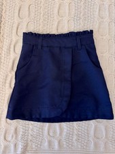 Sz 6 Girls School Uniform Skirt Skort W/ Shorts Blue navy Pocket Zipper