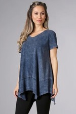 Chatoyant Basic Mineral Wash Top Blue Grey Me...