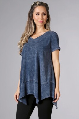 Chatoyant Basic Mineral Wash Top Blue Grey Small