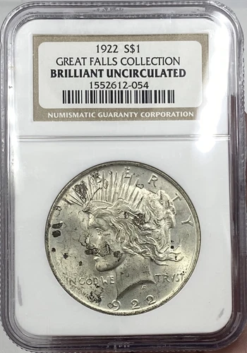 BU 1922 Peace Silver Dollar NGC BRILLIANT UNCIRCULATED FREE S/H GSEM