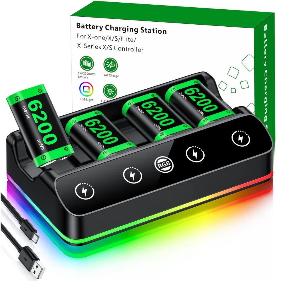 4-Pack 6200mWh Rechargeable Battery for Xbox Series X|S/Xbox One Controllers - Image 2 of 4