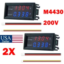 2x M4430 DC 200V Digital Voltmeter Ammeter LED Display Voltage Amp Panel Meters