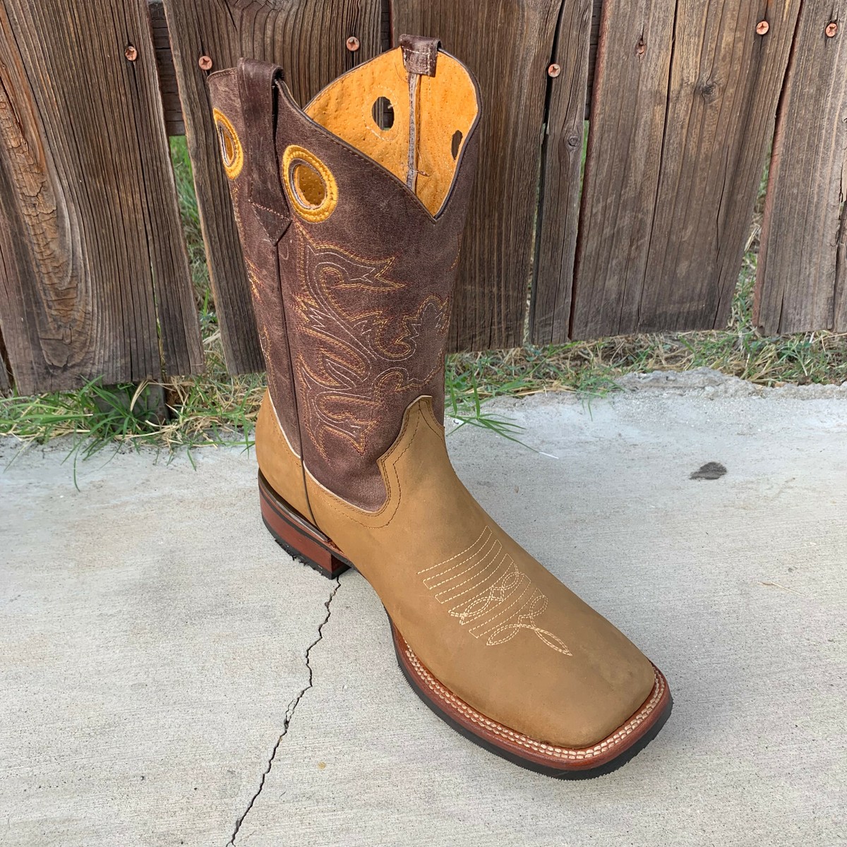 Men's Bulldog Texas Western Cowboy wide square Boots Botas Hombre