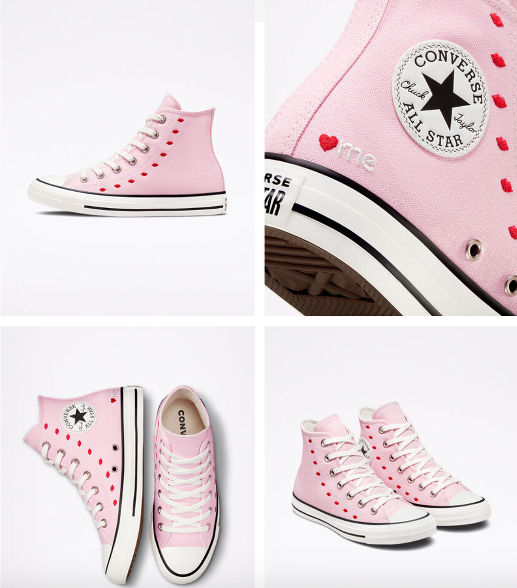 NEW Women CONVERSE Hearts Valentine's Day Embroidered Lips Shoes A01603F  A01599C