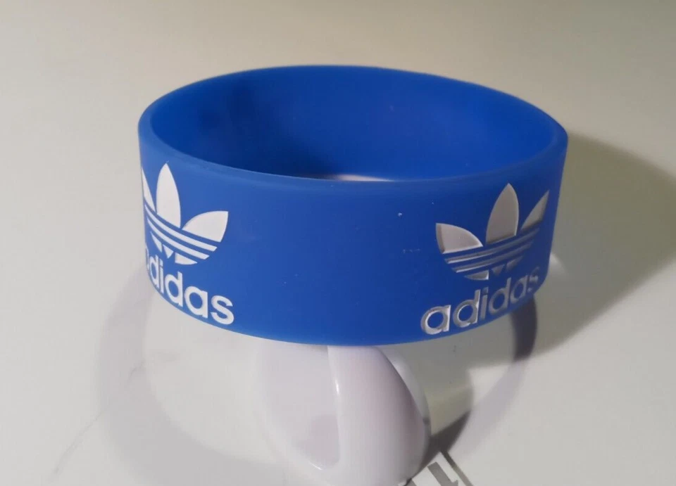 ADIDAS (Silicone Rubber Wristband Cuff Style Bracelet Blue/White)  - U S Seller - Image 3 of 3