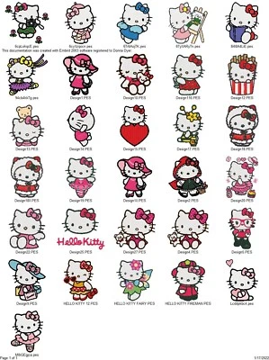 HUGE CUTE KITTY COLLECTION EMBROIDERY MACHINE DESIGN PATTERN PES USB DRIVE