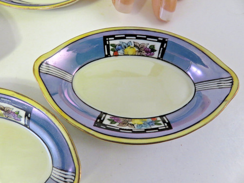 6 Pc Lot of Noritake Open Salts Blue And White Oval