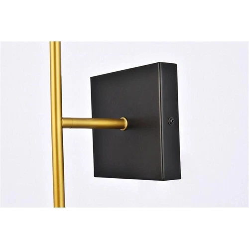 Living District Neri 1-Light Metal Wall Sconce w/ White Shade in Black and Brass - Picture 6 of 6