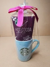 NEW Starbucks Blue Classic Ceramic Mug With Hot Cocoa Gift Set