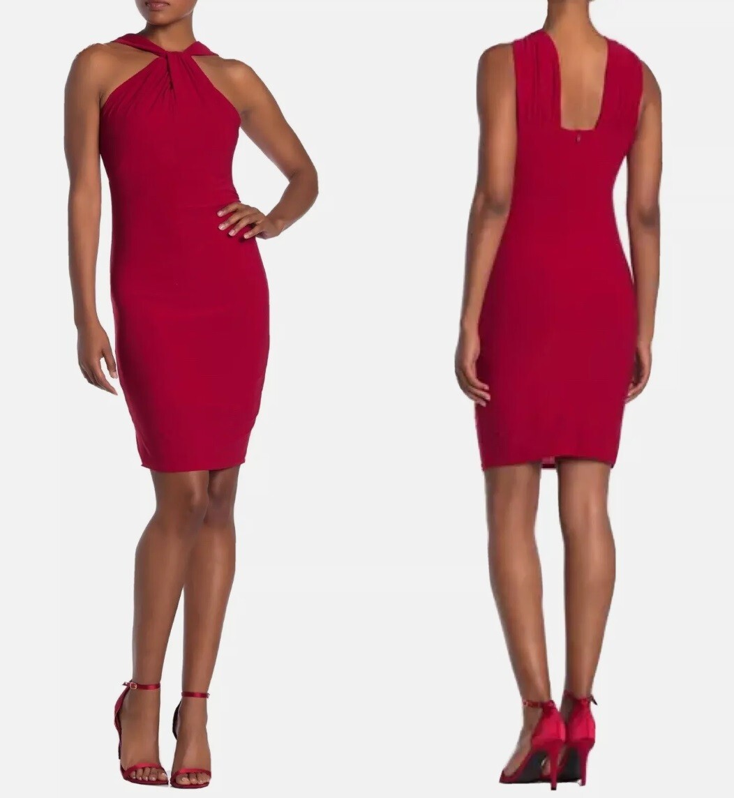 Marina Side Draped ITY Knit Twist Cocktail Red Dress 263662 Women's L Large  for sale online | eBay