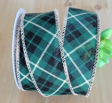 1.5 Inch 4 Yards Wired Plaid Christmas Ribbon Gift Wrap Wreaths Crafts Bows