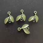 20pcs Green Leaf Connector Charm Metal Pendant for Jewelry Making Accessories