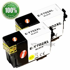2 PK 702 XL T702XL Black Ink For Epson 702 Workforce WF-3720 WF-3730 WF-3733