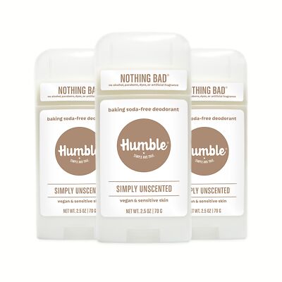 Humble Brands 3 Pack Aluminum Free Sensitive Skin Deodorant Unscented 2.5oz