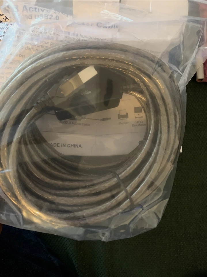 USB 2.0 A to B Active Booster Repeater Cable 10m Long High-Speed Printer - Image 3 of 4