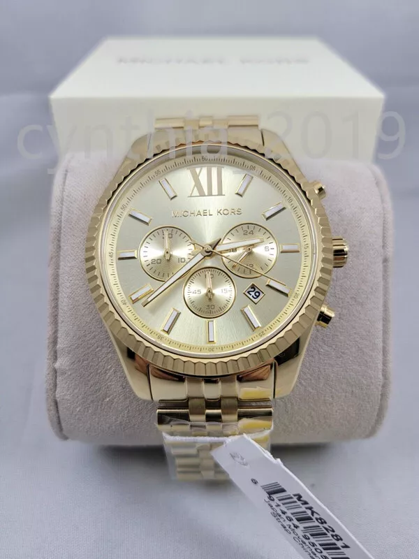 NEW Michael Kors MK8281 Lexington Chronograph Gold Tone Men's Wrist Watch |  eBay