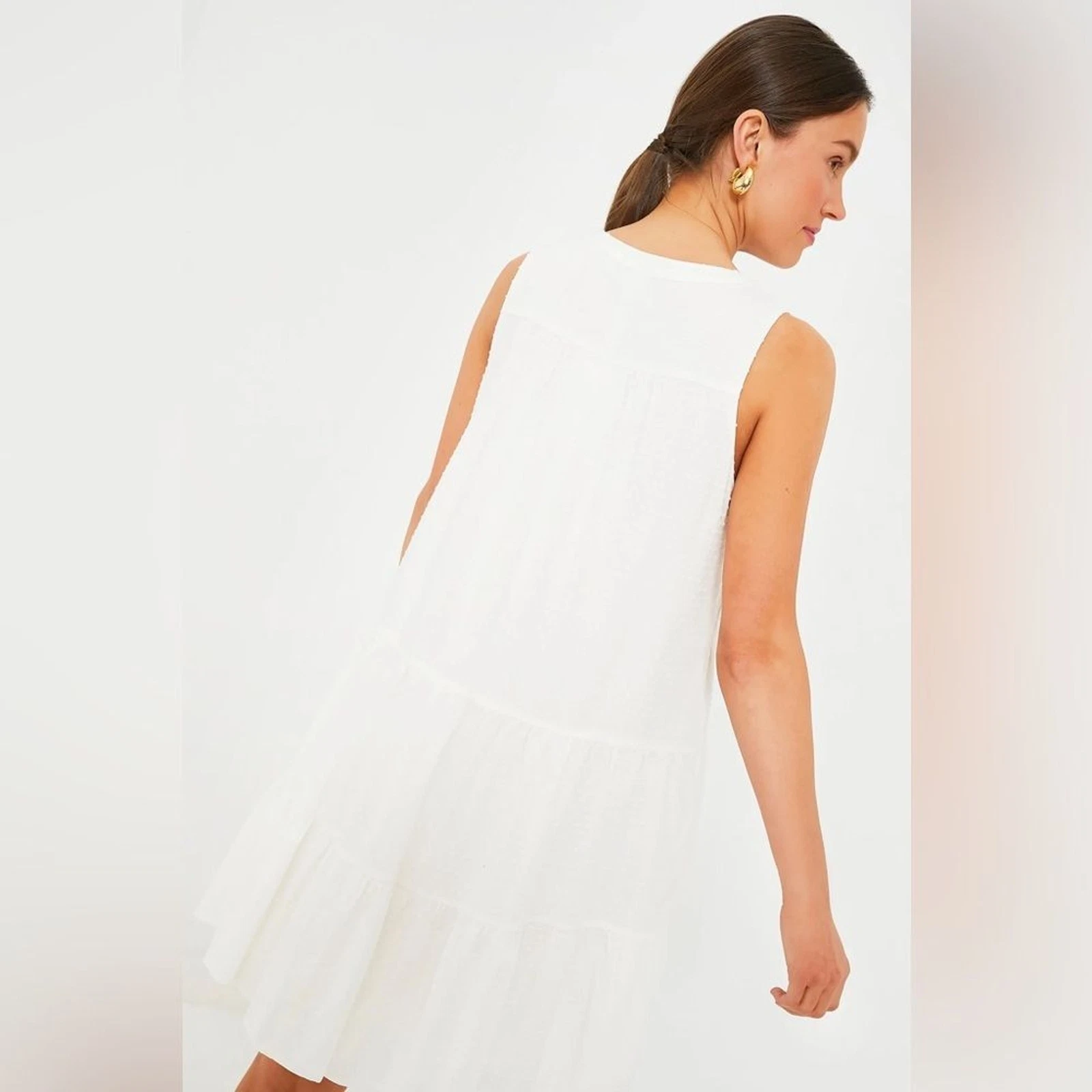 Abito senza maniche Pomander Place Kenzo Swiss Dot bianco nuovo con etichette TAGLIA XL