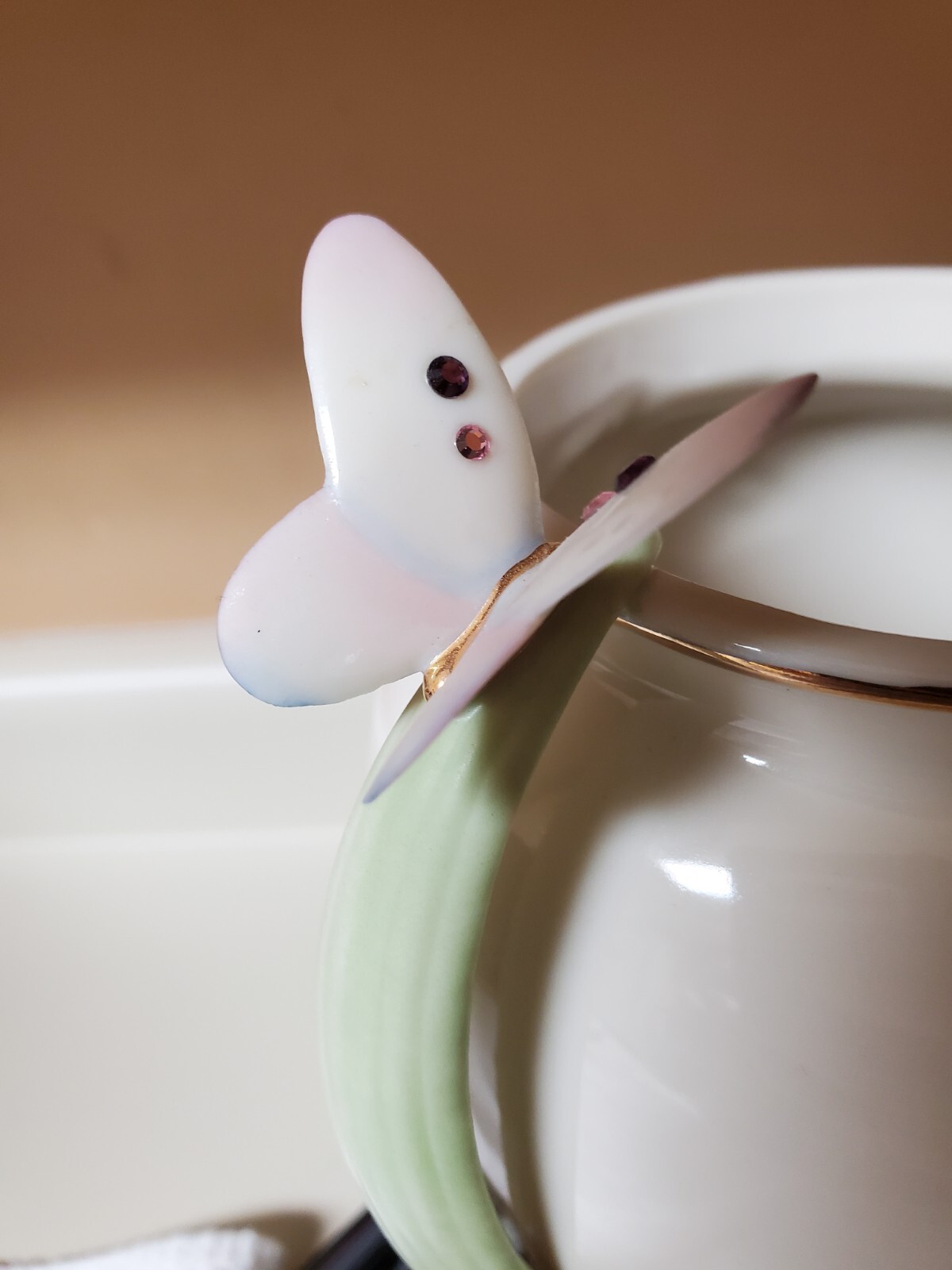 2001 Lenox Jeweled Butterfly Vase HandCrafted w/ Gold Trim & Crystals