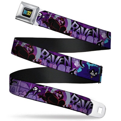 TEEN TITANS GO! Full Color Black Blue Yellow Seatbelt Belt - RAVEN/Trigon/Ghosts
