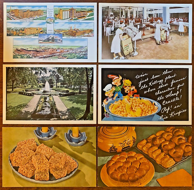 Vintage Kellogg Postcards (Set of 6) Kellogg's Battle Creek Michigan